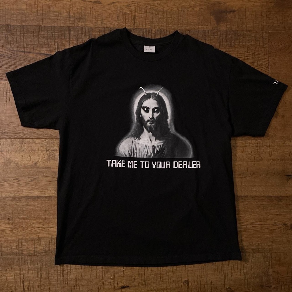 710 Labs T-Shirt Mens XL Black Stoner Alien Jesus Take Me To Your Dealer Graphic